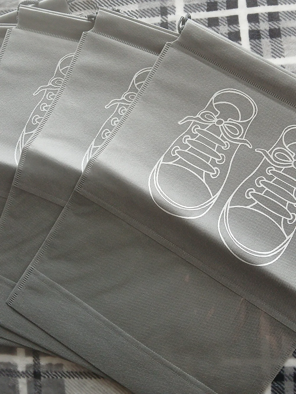 Gray Shoe Storage Bags - Durable Closet Organizers
